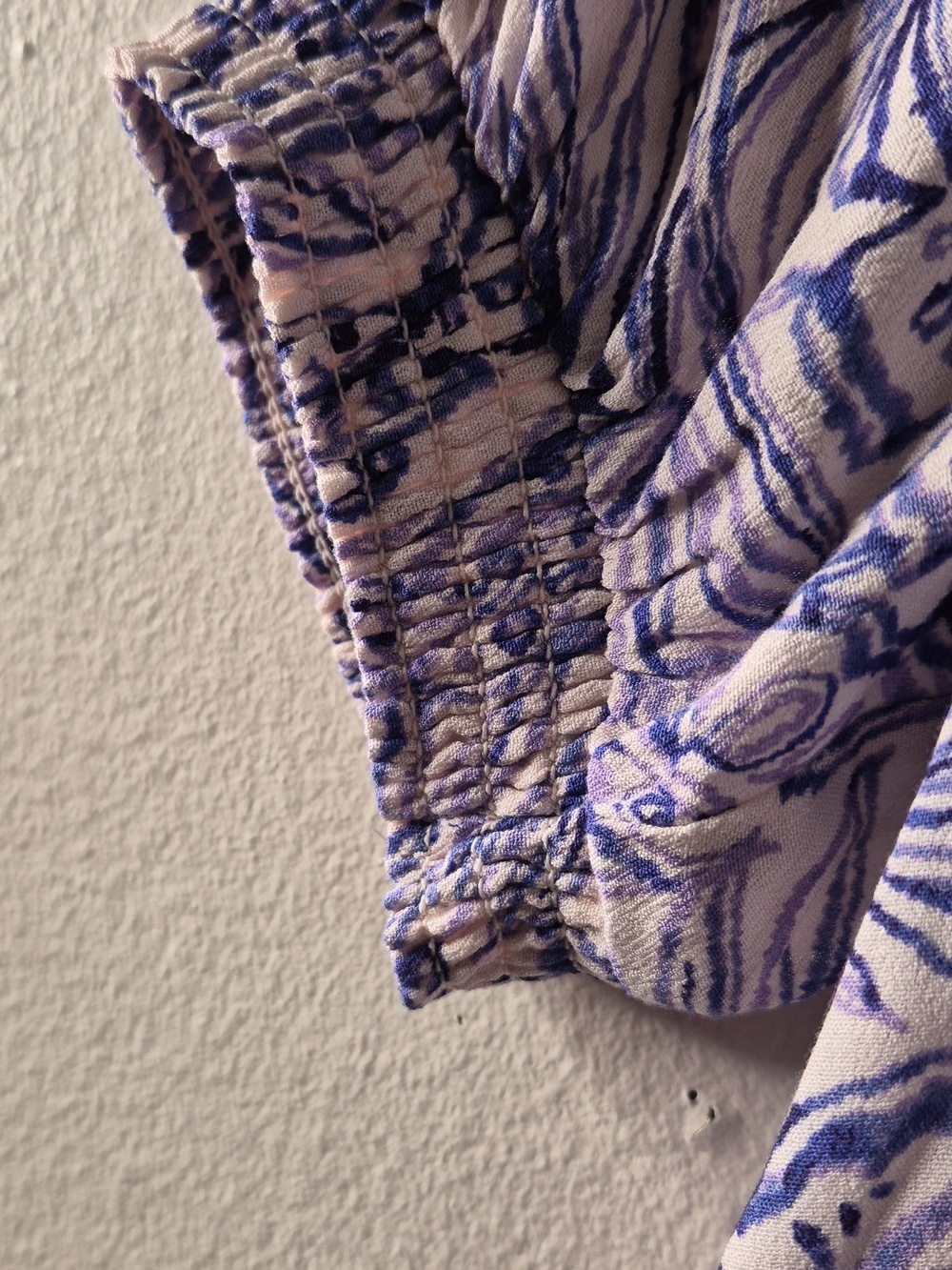 lovestitch Blue and Purple Floral Drawstring Peasant Blouse - Picture 7 of 10